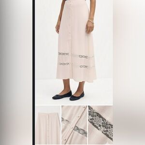 Reformation Cream Maxi Woods Skirt with Lace Detail